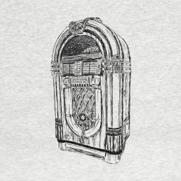 Antique Juke Box Drawing by rachelsfinelines